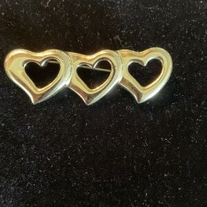 3 Hearts gold tone Brooch
